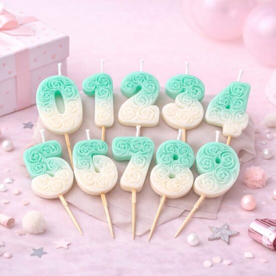 Dortová svíčka zelená s růžemi